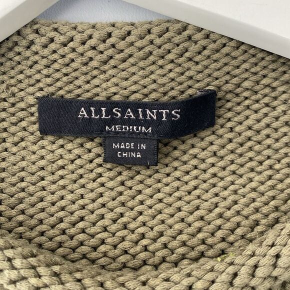 Allsaints Short Sleeve Olive Green Knit Sweater - Picture 4 of 9